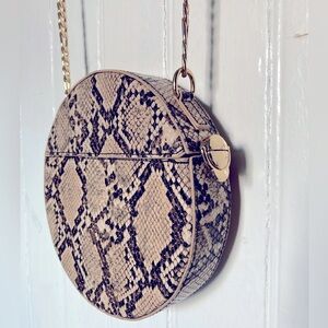 Topshop Crossbody Circle Bag, Faux Snakeskin, Genuine Metal Chain Strap/Hardware